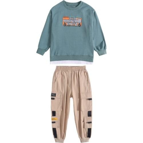 Kids boys sports suit cartoon printed sweater coat + pants 2pcs sets new spring / autumn big virgin suit 4-12 years old