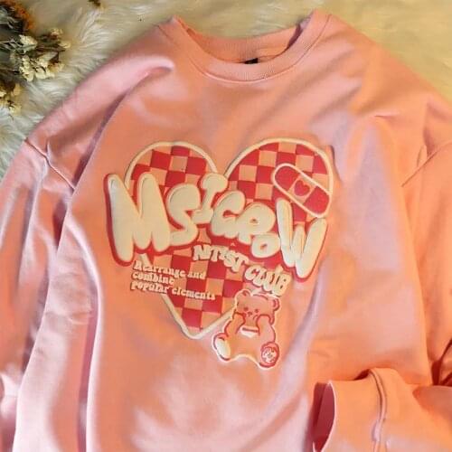 Womens Sweatshirt Graffiti Love Oversized Sweatshirt Loose Long Sleeve Hoodie Streetwear Women Sping Autumn O Neck Pullovers