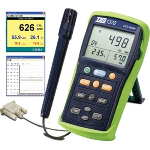 TES-1370 NDIR CO2 Meter Analyzer 0-6000ppm Gas Tester,Three LCD Display For CO2 ,%RH Humidity and Air Temperayure
