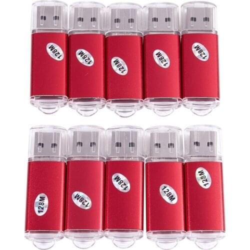 10pcs USB Flash Drive 128 MB Key Chain Flash Memory Drive U-Disk for Win 8 PC Gift, Red