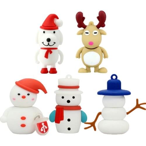 Cute Snowman Deer Usb Flash Drive Fashion Cute Cartoon Usb Pen Drive 4GB 8GB 16GB 32GB Memory Stick Storage Usb Card Pen Drive