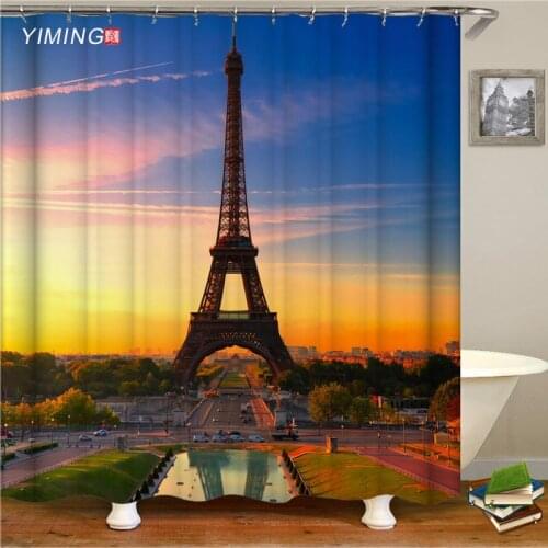 Bathroom Shower Curtain Paris Eiffel Tower Landscape Printed Bathroom Waterproof Curtain Polyester Home Decor Curtain With hook