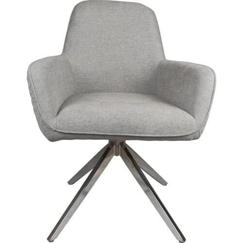 Chinafurniture modern luxury retro living room furniture linen fabric metal leg swivel dining chair