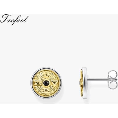 Ear Studs Elements Fire Water Air & Earth Golden Color 2021 NEW Lucky Jewerly For Women Men 925 Sterling Silver Earrings Bijoux