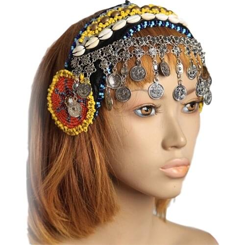 New Arrivals Gypsy Dance Women Beads Headpiece Metal Head Chains Coins Vintage Jewelry Tribal Belly Dance Accessories