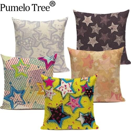 1 Piece Five-Pointed Star Pattern Cushion Cover Decorative Pillow Case Home Cushion Cover Star Print Pillow Case Funda Cojines