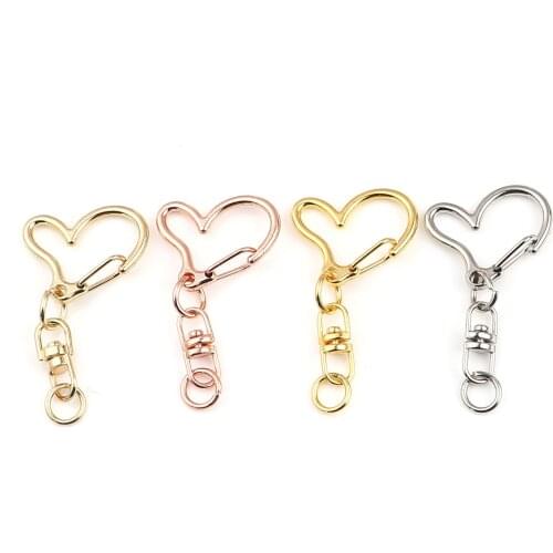10 Sets Heart Series Key Ring For Pendant Jewelry DIY Accessories Key Chain Silver Color Car Key Gift 43mm x 24mm