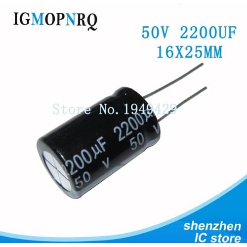 10pcs 50V2200UF 16*25mm 2200UF 50V 16*25 new aluminum electrolytic capacitor
