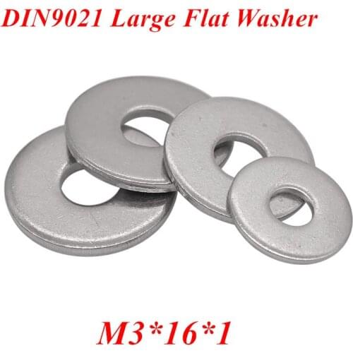 100pcs M3 Large Flat Washer A2-70/ 304 Stainless steel M3*16*1 large Plain Gasket Washers DIN9021 GB96