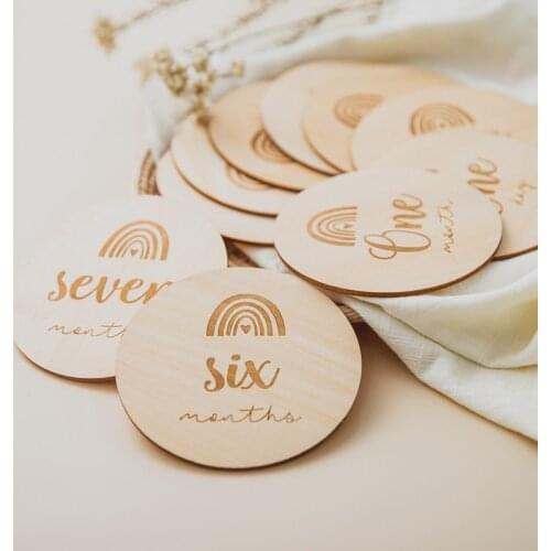 14 Pcs Wooden Baby Photography Milestone Memorial Monthly Newborn Kids Commemorative Card Number Photo Accessories Gifts