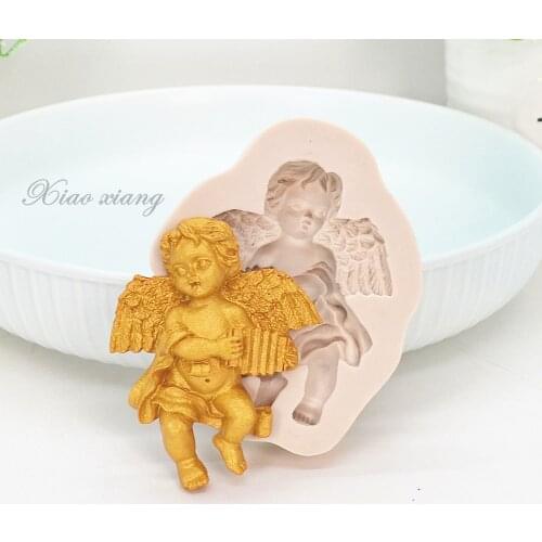 3D Angel Baby Cake Border Silicone Molds Cupcake Fondant Molds Cake Decorating Tools Chocolate Gumpaste Moulds M2116