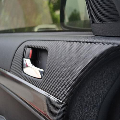8 Pcs/Set For MITSUBISHI Lancer EX Carbon Fiber Car Door Armrest Handle Protection Car Stickers 8pcs per set Auto Accessories Ca