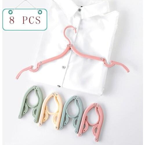 8 pcs Folding hanger adult children portable clothes support household non-slip non-slip clothes clothes hanging