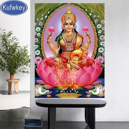 Lakshmi Goddess of Fertility 5d diy Diamond painting full square/round drill Diamond embroidery sale India icon