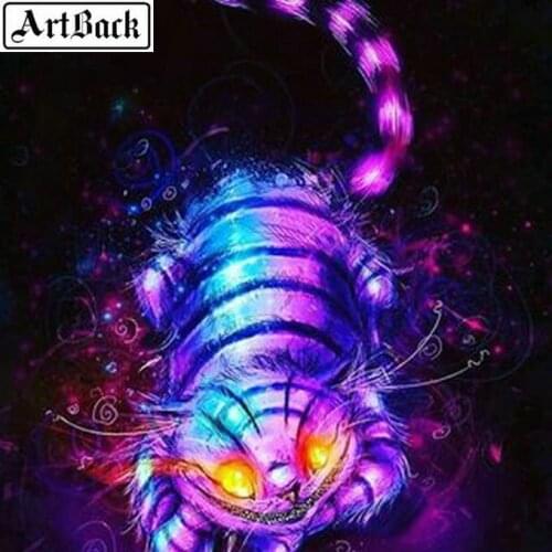 5d diy diamond painting glowing cat full square drill diamond embroidery 3D animal crystal mosaic decoration kit