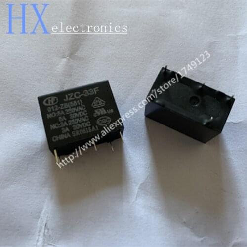 Free shipping 2PCS Hot Sale HF33F-12V-ZS JZC-33F-012-ZS3 5-pin conversion 3A 250VAC