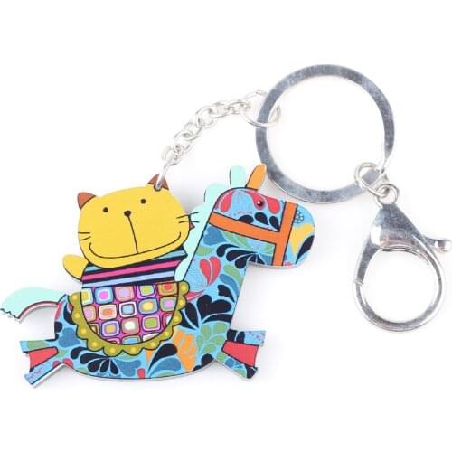 Bonsny 2015 Newest Cat House Marvel Acrylic Key Chain For Keys Women Girl Decorative Keychain Charm Pendant Jewelry Aceessories