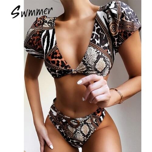 Brazilian sexy bikini 2020 new bathing suit Push up snake print swimsuit female bathers Triangle v-neck swimwear women biquinis