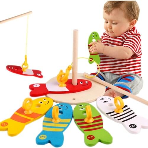 Childrens Educational Fishing Toy Wooden Number Fishing Game Pole Toy Puzzle Early Education Boy and Girl Toy Gift