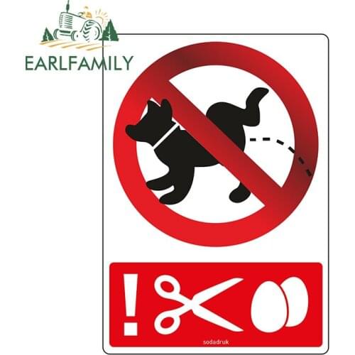EARLFAMILY 13cm x 9.2cm for Dog No Peeing Sign Car Assessoires Stickers Funny Motorcycle Decal Trunk Refrigerator Camper Decor