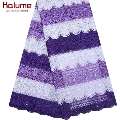 Purple African Dry Lace Fabric Latest High Quality Eyelet Holes Guipure Cord Lace Nice Water Soluble Lace For Wedding Sew 1847