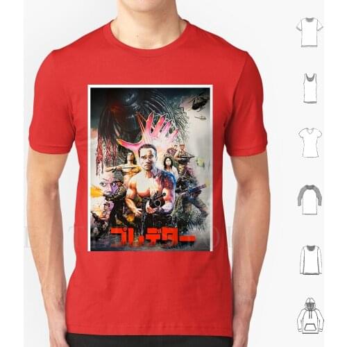 Japanese T Shirt Men Cotton 6xl Arnold 80s 1980s Jungle Muscles Hunt Japanese Mercenary