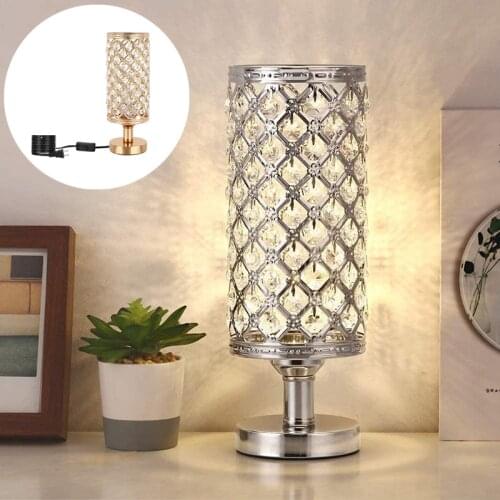 Crystal Hollow-carved USB Table Lamp Bedside Desktop Decorative Night Light Home Decor
