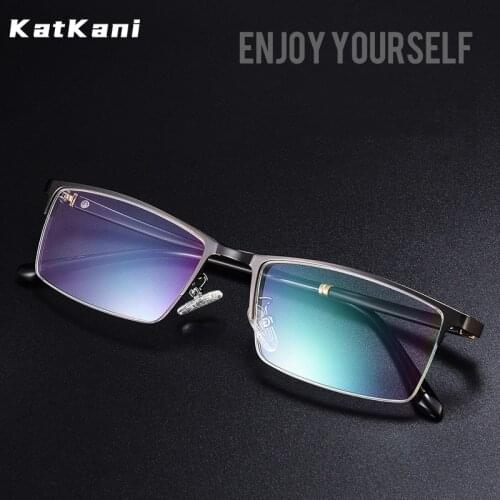 KatKani Mens Fashion Myopia And Hyperopia Glasses Frame Business Casual Glasses Frame Ultra Light Half Frame Optical Frame K928