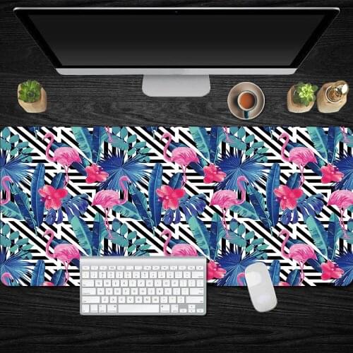 Flamingo Mouse Pad XL Large Gaming Mouse Pad Leaves Lockedge Mouse Mat For Laptop Computer Desk Pad Keyboard Mat Mousepad Gamer