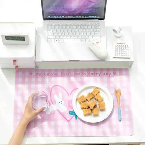 Yisuremia New 60cmx36cm Kawaii Soft Table Antiskid Waterproof Desk Mat Desktop Keyboard Mouse Pad School Stationery Accessories