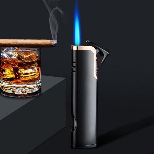 Creative butane gas inflatable lighter windproof direct impact jet flame cigarette lighter mini portable visible gas