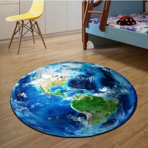 Round Carpet 3D Print Earth Planet Soft Carpets Anti-slip Rugs Computer Chair Mat Floor Mat for Kids Room Home Decor