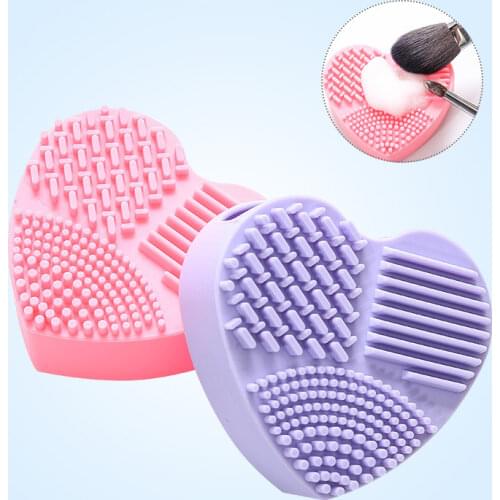 Love Heart Wash Cosmetic Brushes Silicone Heart-shaped Scrubber Cleaner MakeUp Washing Brush Makeup Tool Cleaning Scrubber