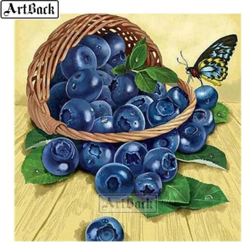 New 5D Diamond Painting Basket Blueberry Full Square Drill Rhinestone 3d Diamond Rhinestone Mosaic Home Decor Fruit Picture FL18