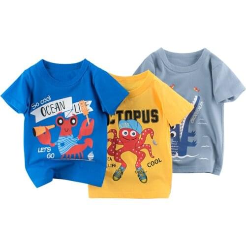 2-9 Ages Summer Boys Girls Cute Cartoon T-shirts Kids Costume Cotton Children Short Sleeve Tops Fashion Boy Tees Clothes