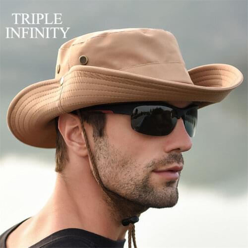Outdoor Summer Mens Sun Hat Wide Brim Breathable Mountaineering Hiking Bucket Hat Anti-UV Sun Protection Sunshade Fishing Hat
