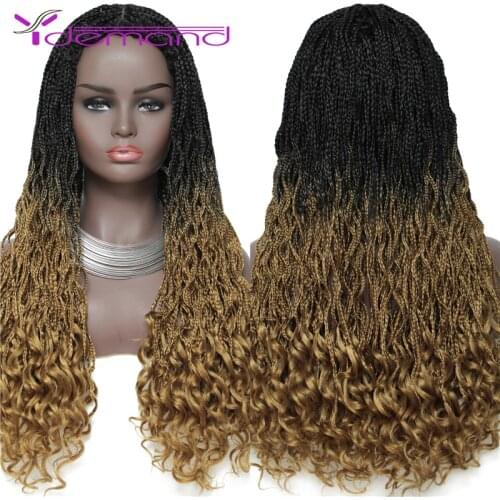 Y Demand Makeup Wigs Curly Hair Braiding For Black Women Synthetic Ombre Blonde Mask Braids Wig Long Wigs Box Braid Cosplay