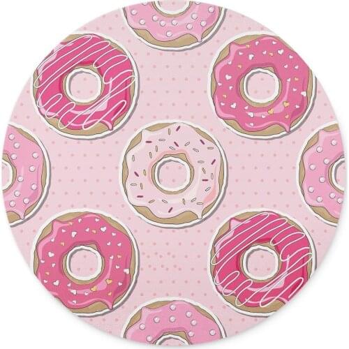 Qien BaiSei Attractive Pink Donuts Mouse pad-Non-Slip Rubber Round Mousepad-Applies to Games，Home, School,Office Mouse pad