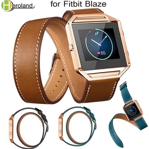 Luxury Genuine Leather Watch Band For Fitbit Blaze Wrist Strap Smart Sport watch strap 23mm accessories Double Ring Long leather