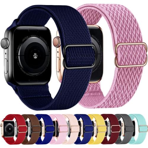 Adjustable Stretchy Solo Loop For Apple watch band 44mm 40mm 38mm 42mm Elastic belt bracelet for iWatch series 3 4 5 se 6 strap