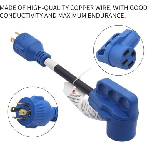 RV Charger Cable 30 Amp 4 Prong Locking Male to 50 Amp Standard Female RV Adapter Cord Dogbone Electrical Converter Cable