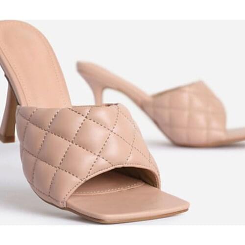 YUXIANG Summer Women Shoes Mules Design Slippers Sandals Square Sole Slides High heel 9CM Female Sandales Big Size 39 41 42