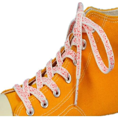 Coolstring 7MM Flat Laces Black Red Spray Spot Printing Shoelaces Art Inkjet Cord Bulk Order With Custom Private Label sznurówki