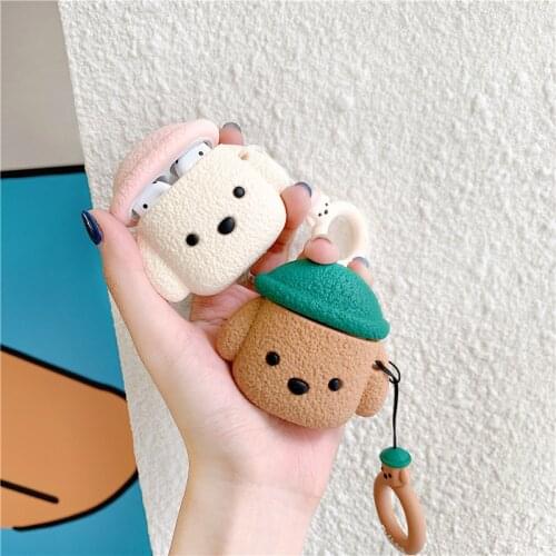 3D Cute Animal Poodle Teddy Dog Puppy Headphone Case For Apple Airpods 1/2 Lovely Silicone Protection Earphone Cover Accessories