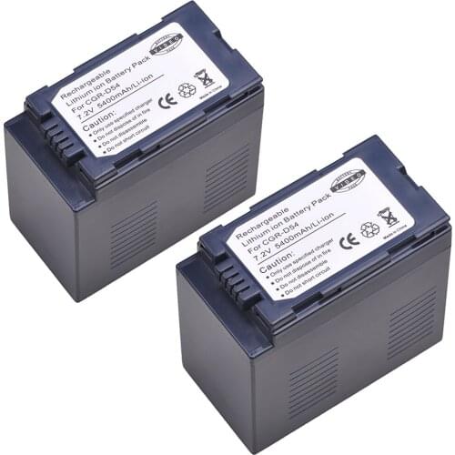 Tectra 5400mAh 2pcs CGR-D54 CGR D54 CGRD54 Battery for Panasonic CGA-D54 Panasonic AG-AC8PJ AG-AC90A AG-HPX250 HC-X1000 Battery