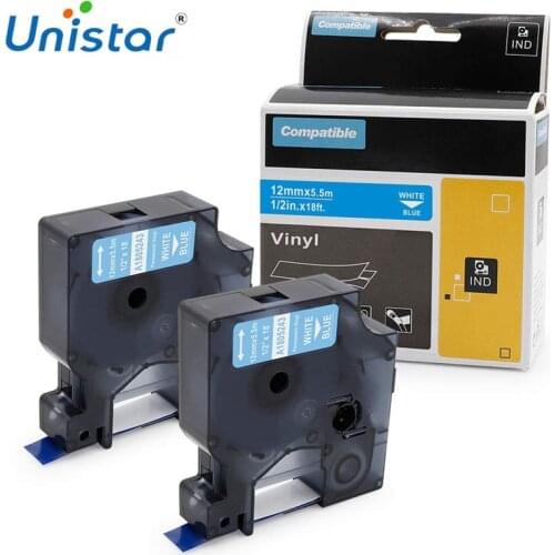 Unistar 2 Labels Tape Pack 1805243 Compatible for Dymo Rhino Machine 1000 4200 5000 5200 Permanent Industrial Vinyl Labels Tape