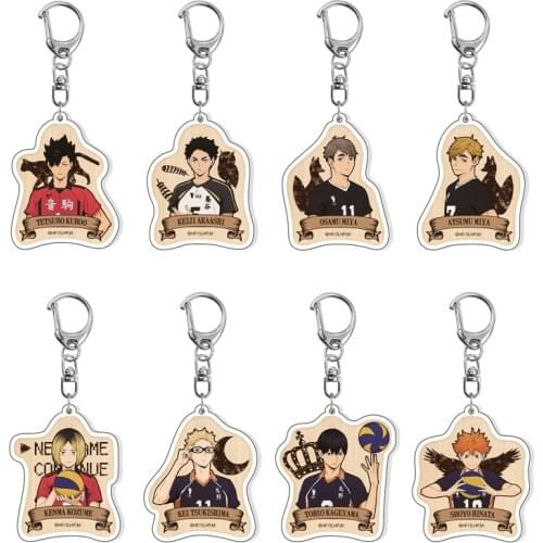 Japan Ainime Haikyuu!! Kenma Kozume Acrylic Metal Keychain For Men Women Keyring Key Chains Bag Pendants