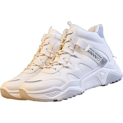 Womens Chunky Sneakers 2020 Fashion 5 CM White Platform Sneakers Ladies Brand Wedges Casual Shoes Leather Sports Dad Shoes