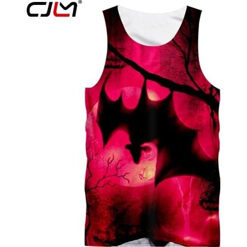 CJLM Man Halloween 3D Printed Animal Vest Creative Moon And Bat Mens Clothing Gothic Large Size Wholesale 5XL Tank Top
