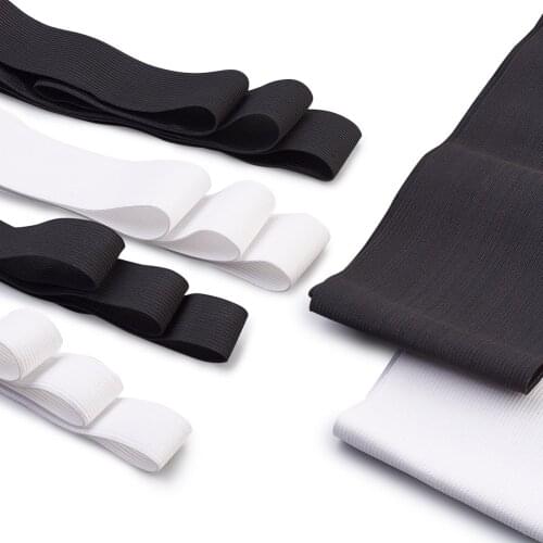 10pc 25/38/100mm White Black Flat Elastic Band Stretch Rope Cord Rubber Ribbon Webbing Clothing Sewing Accessories 0.8~1m/strand